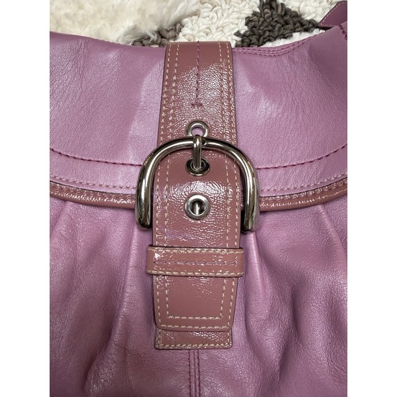 Y2K VTG Rare Coach Flap Soho Big Buckle Shoulder Bag Pink Purple Purse F15204 - Picture 3 of 16